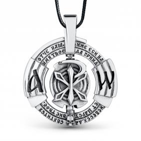 Православная подвеска из черненого серебра на текстильном шнурке Иордань Б-П-556 Хризма/Отче наш Б-П-556 Хризма/Отче наш фото